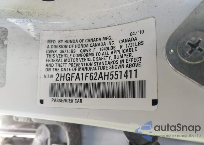 2HGFA1F62AH551411: 43524341