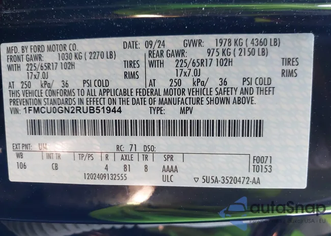 1FMCU0GN2RUB51944: 43524391