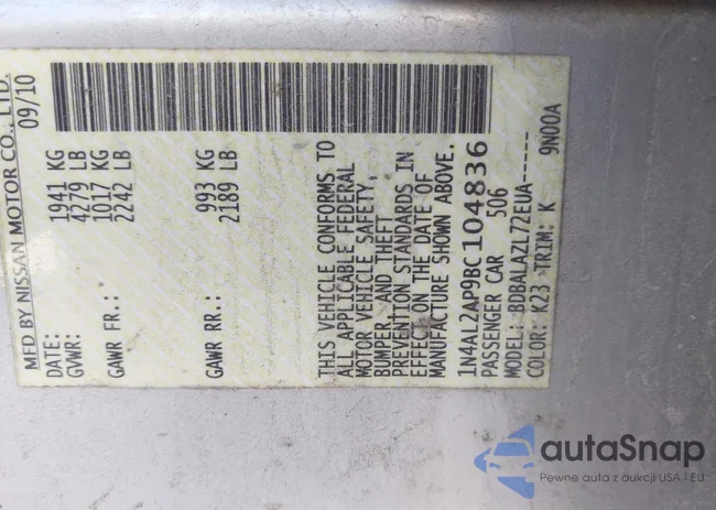 1N4AL2AP9BC104836: 43525440