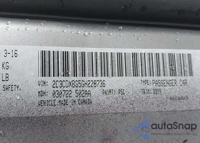 2C3CDXBG5GH228736: 43525495