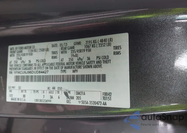 1FMCU9J96DUD84427: 43525521