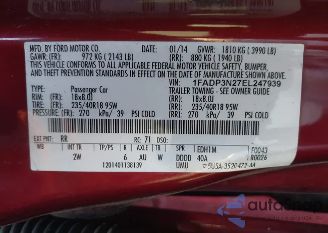 1FADP3N27EL247939: 43525535