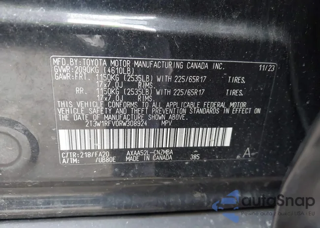 2T3W1RFV0RW308924: 43525566