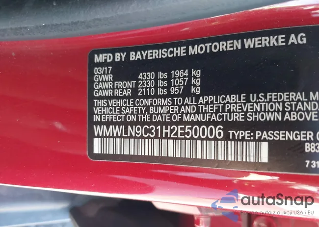 WMWLN9C31H2E50006: 43525719