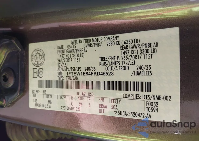 1FTEW1E84FKD45523: 43525788