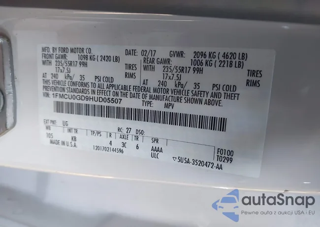 1FMCU0GD9HUD05507: 43525938