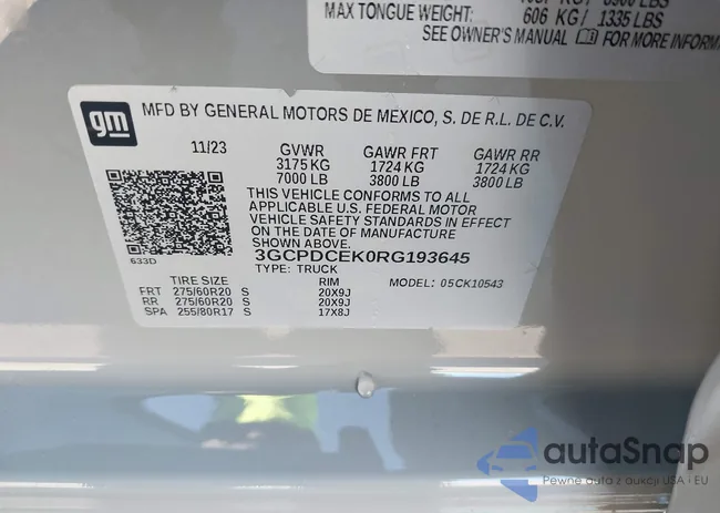 3GCPDCEK0RG193645: 43525961