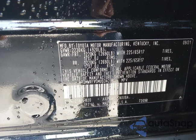 4T3MWRFV3MU034216: 43525976