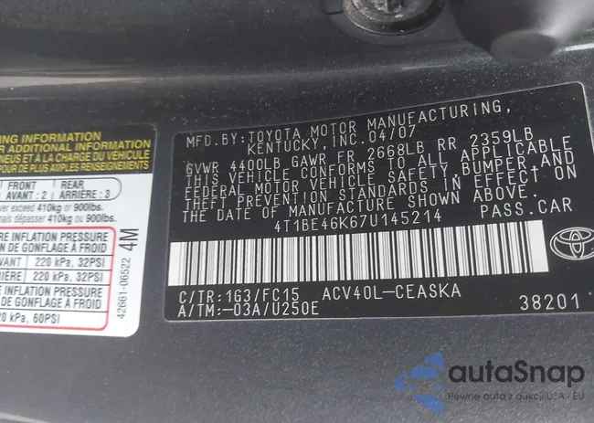 4T1BE46K67U145214: 43525080