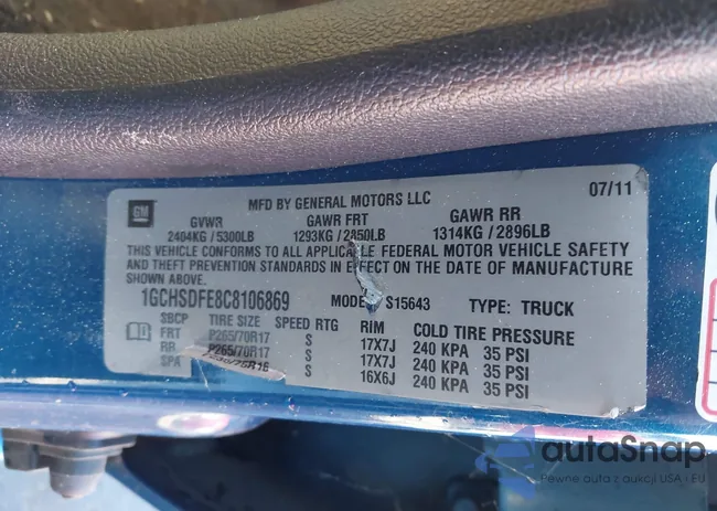 1GCHSDFE8C8106869: 43525110