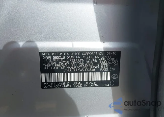 JTHDL5EF5A5002848: 43525130