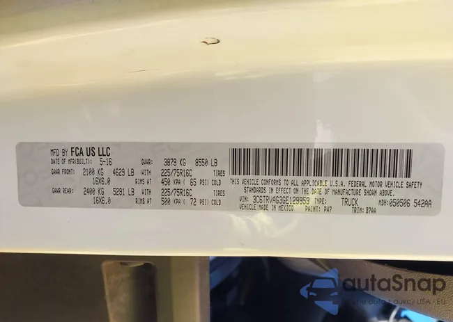 3C6TRVAG3GE129953: 43525132