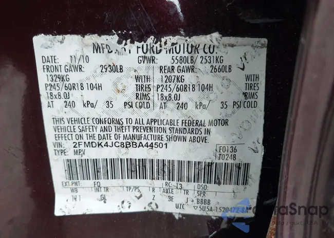 2FMDK4JC8BBA44501: 43525295