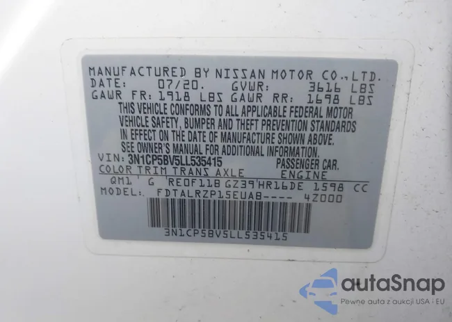 3N1CP5BV5LL535415: 43526498