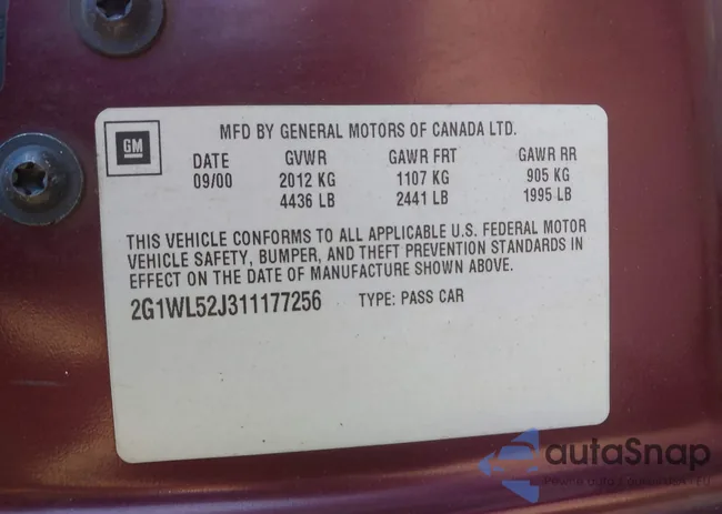 2G1WL52J311177256: 43526510