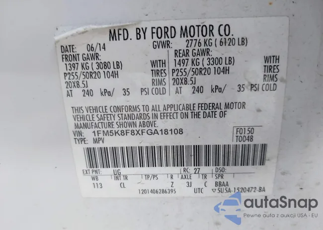 1FM5K8F8XFGA18108: 43526747