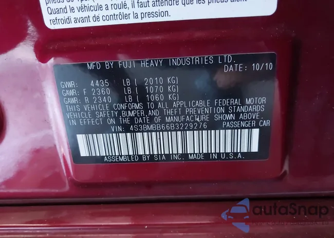 4S3BMBB66B3229276: 43526905