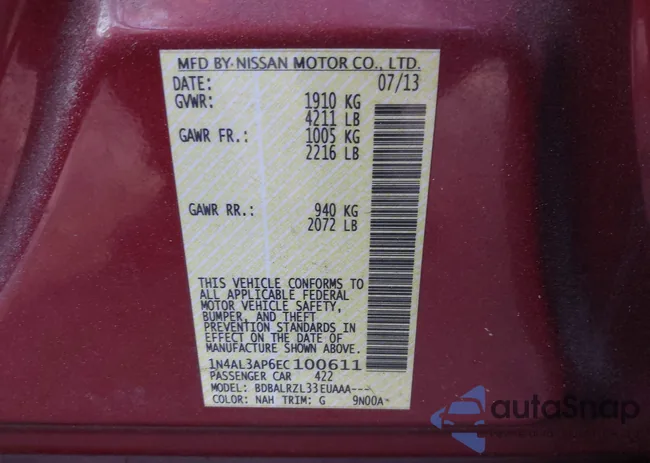 1N4AL3AP6EC100611: 43526936