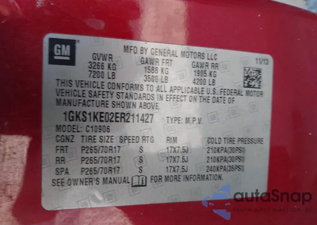 1GKS1KE02ER211427: 43526945