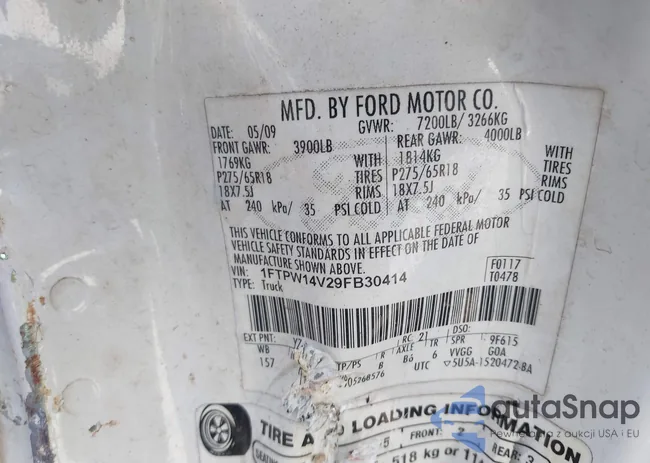 1FTPW14V29FB30414: 43526069