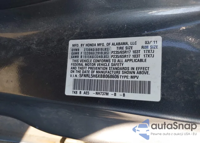 5FNRL5H6XBB068606: 43526101