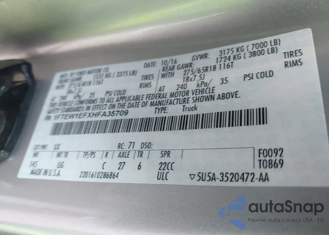 1FTEW1EFXHFA35709: 43526100