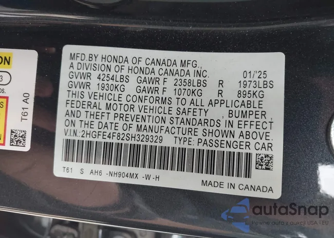 2HGFE4F82SH329329: 43526123