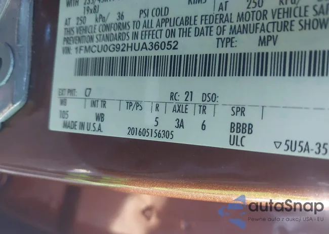 1FMCU0G92HUA36052: 43526269