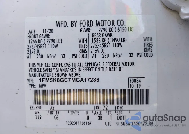 1FM5K8GC7MGA17286: 43526324