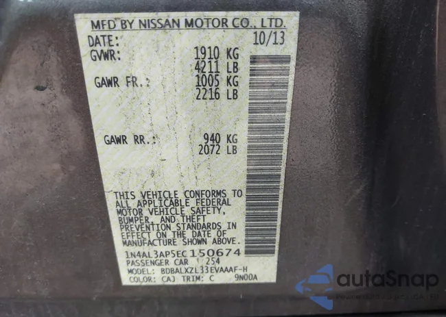 1N4AL3AP5EC150674: 43527443