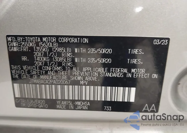 JTMABACA2PA020067: 43527522