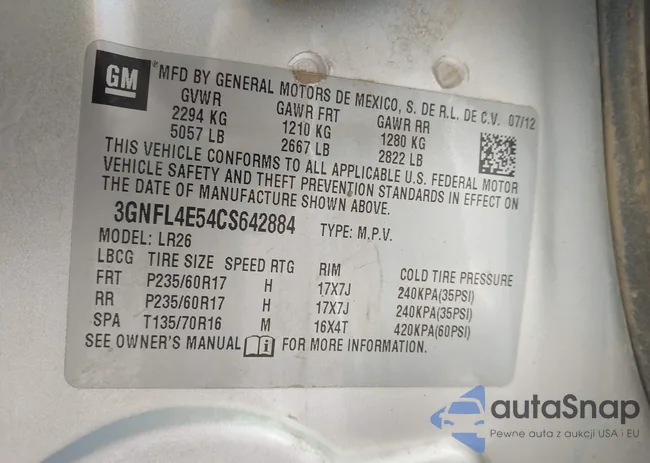 3GNFL4E54CS642884: 43527642