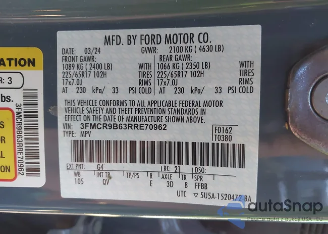 3FMCR9B63RRE70962: 43527791