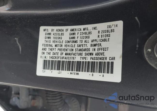 1HGCR2F3XFA003797: 43527809