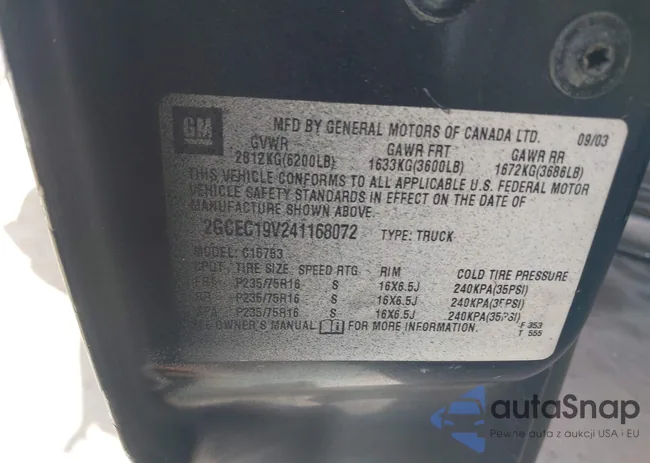 2GCEC19V241168072: 43527884