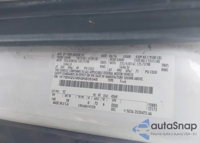 1FTBW2CM5GKB35345: 43527009