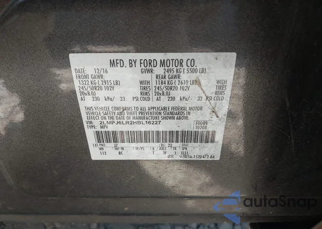 2LMPJ6LR2HBL16227: 43527107