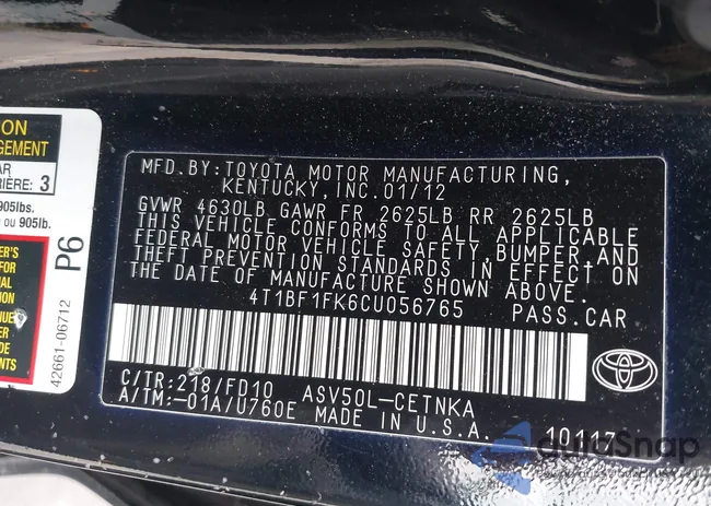 4T1BF1FK6CU056765: 43527110