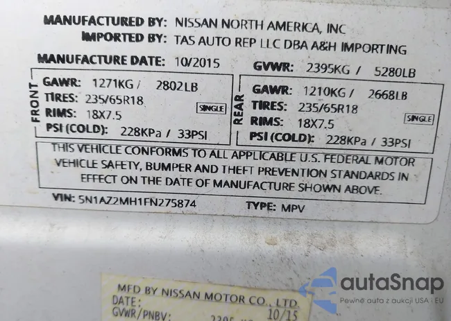 5N1AZ2MH1FN275874: 43527146