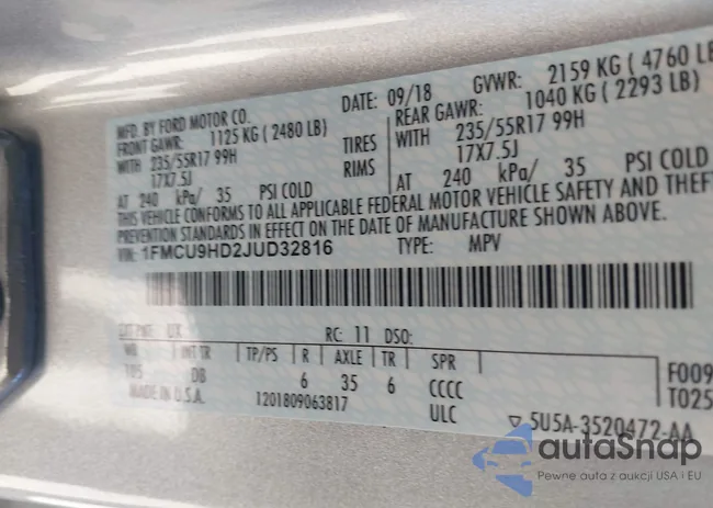 1FMCU9HD2JUD32816: 43527236