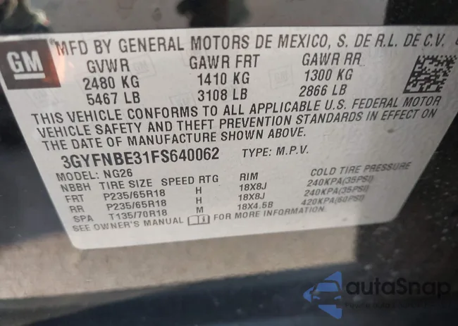 3GYFNBE31FS640062: 43527285