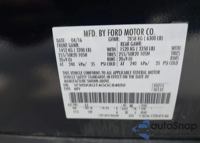 1FM5K8GT4GGC84650: 43527321