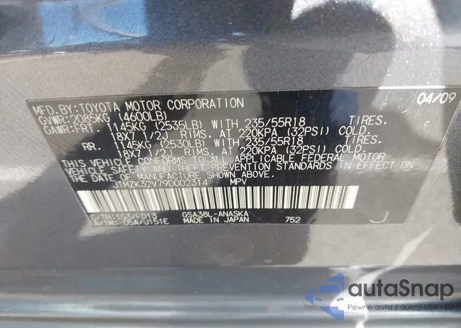 JTMZK32V79D002314: 43527341