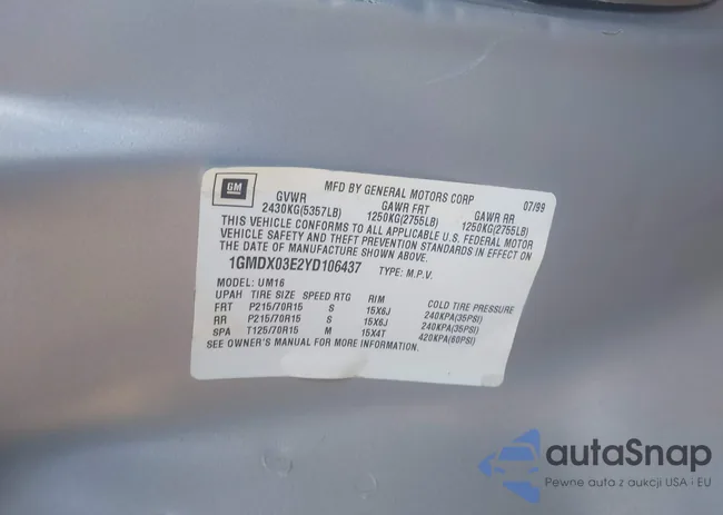 1GMDX03E2YD106437: 43528535