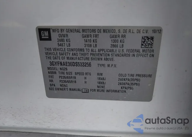 3GYFNAE36DS533256: 43528571