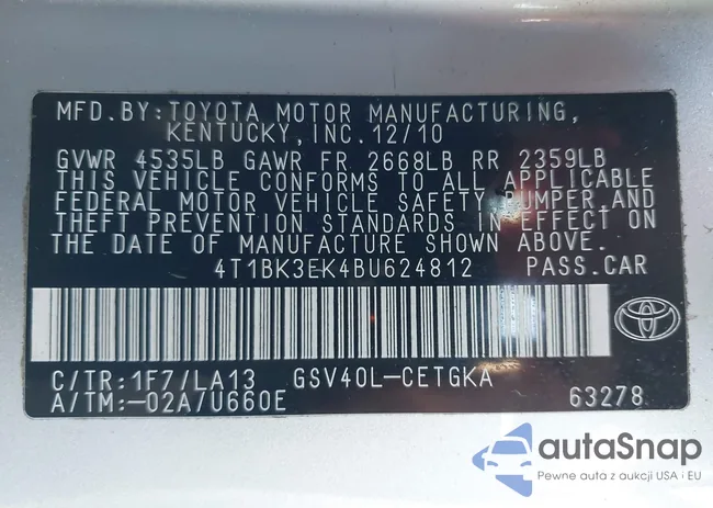 4T1BK3EK4BU624812: 43528709