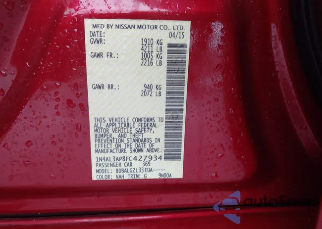 1N4AL3AP8FC427934: 43528110