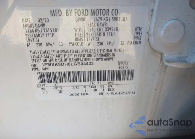 1FMSK8DH8LGB94432: 43529406