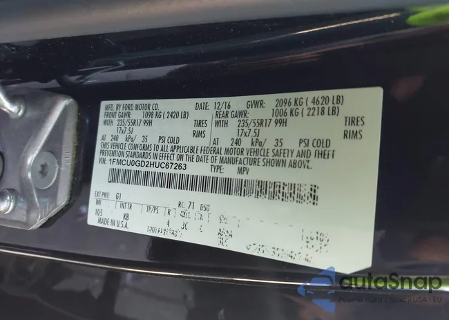 1FMCU0GD2HUC67263: 43529424