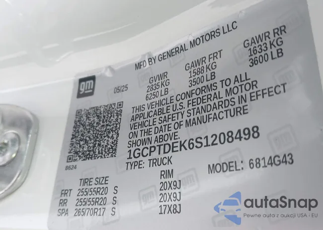 1GCPTDEK6S1208498: 43529509